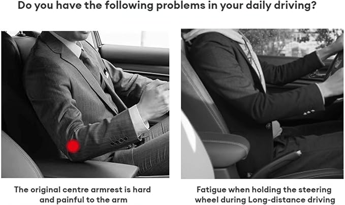 Center Console Cover Car Armrest Box Pad Leather Arm Rest Cushion with Cup Holder Mobile Phone Storage Armrest Protection Pad for Car (Grid Black, 13.58 * 8.07 * 2.95 inch)