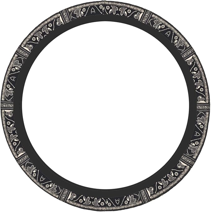 Black and White Mud Cloth Universal Fit Steering Wheel Cover for Car, Truck, and SUV, Durable Steering Wheel Protection