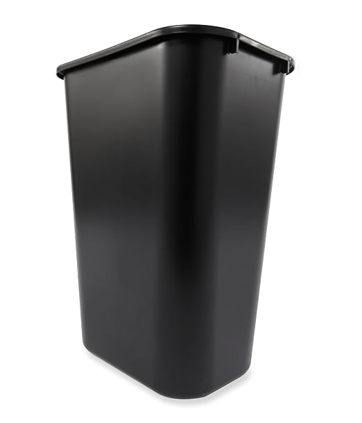 Rubbermaid Commercial Wastebasket Trash Container, 41QT/10.25 GAL, Plastic, Black, Stackable Trash Can for Bedroom/Bathroom/Office, Fits Under Desk/Sink/Cabinet