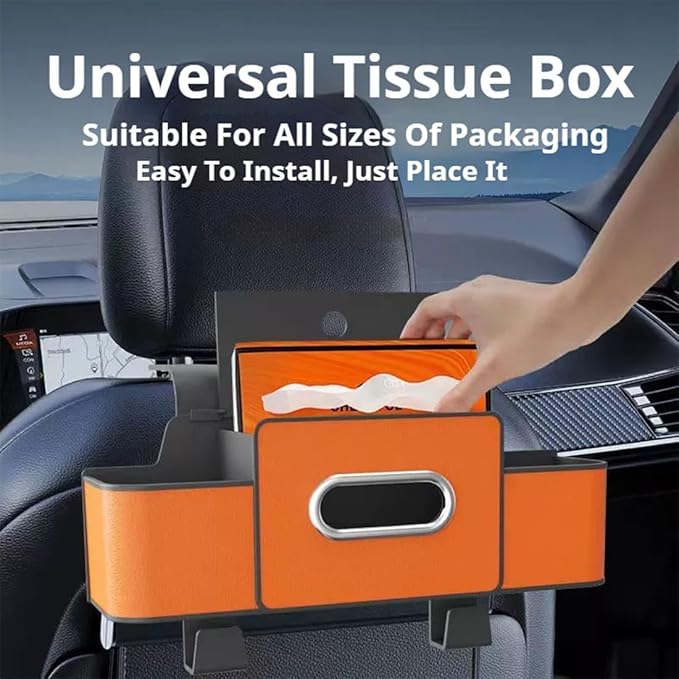 2026 New Car Organizer Back Seat, Car Organizers and Storage Box Behind Seat, 3-in-1 Multifunctional Car Backseat Organizer with Cup Holder & Tissue Box for Hold Phone, Snacks, Drinks, Handbag (D*1)