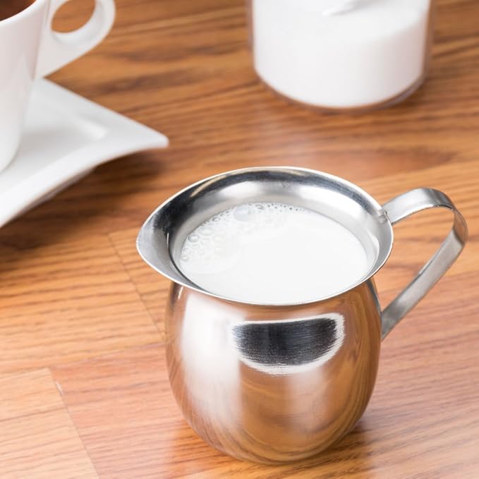 Betolla 8 oz Stainless Steel Bell Creamer – Bell-Shaped Mini Pitchers for Serving Cream, Milk, Syrups & More