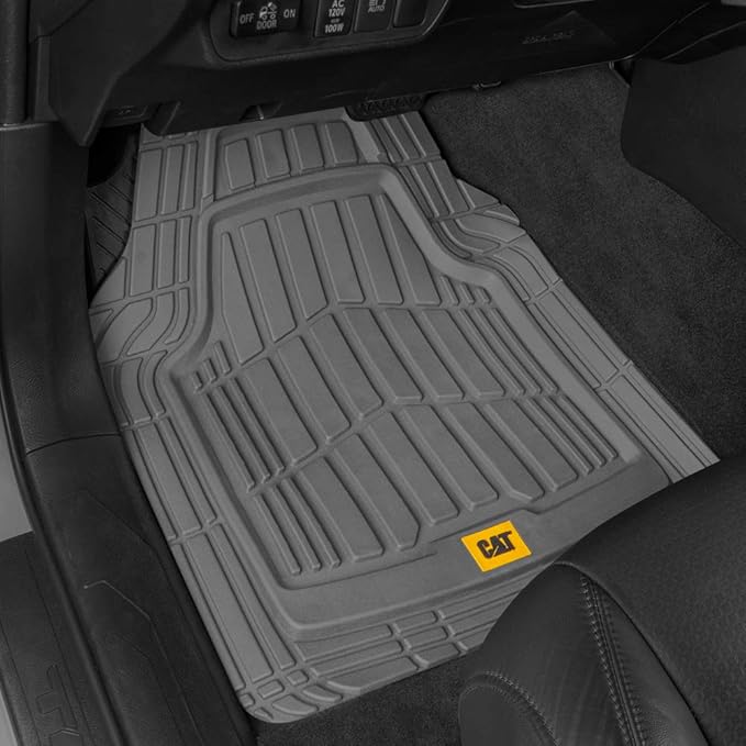 Cat® ToughRide™ Heavy-Duty 4 Piece Rubber All Season Floor Mats for Car Truck Van SUV, Black - Premium Trim to Fit Cars Floor Mat, All Weather Deep Dish Automotive Floor Mats, Total Dirt Protection