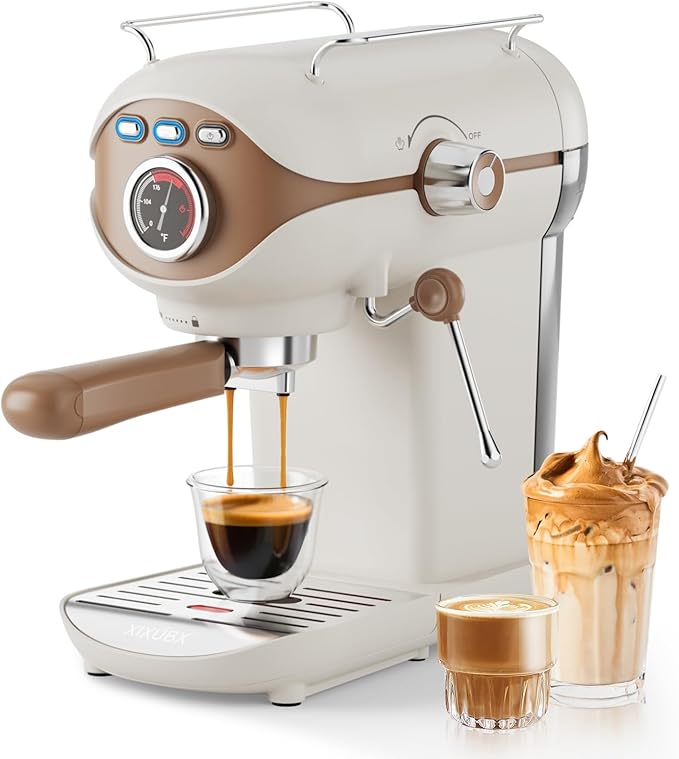Espresso Machine 20 Bar, Compact Coffee Maker with Milk Frother Steam Wand Professional Espresso Coffee Machine with Removable Water Tank, Latte Cappuccino Machine for Home Office Use