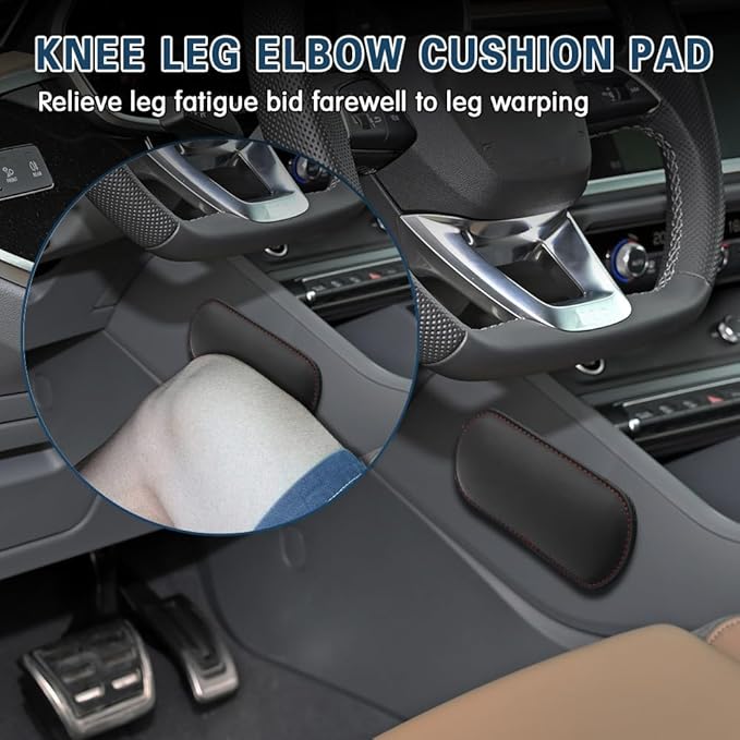 2PCS Car Door Armrest Pads, Soft Leather Car Armrest Cushion with Memory Foam, Comfortable Auto Center Console for Leg Elbow, Elbow Pads Interior Accessories Fit Most Vehicles (Black)
