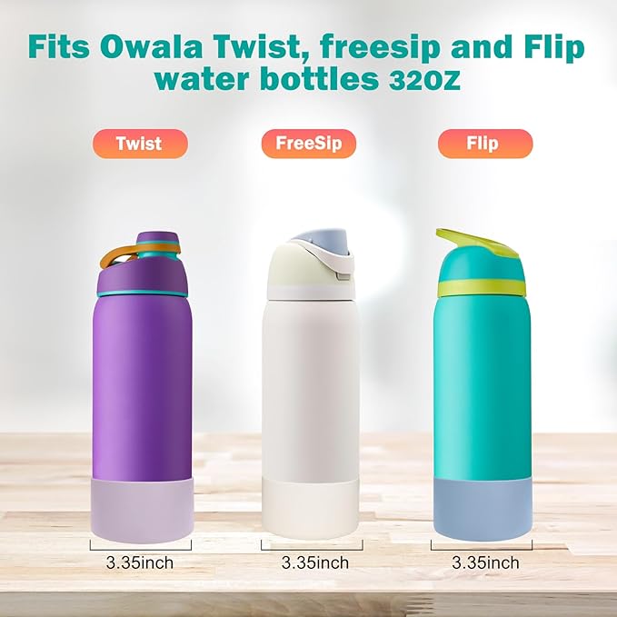 WK IEASON 2Pcs Silicone Boot for Owala Water Bottle, Protective Flask Bottom Cover Base for Owala FreeSip Twist and Flip Flask Water Bottle Accessories-3.35inch Bottom Diameter