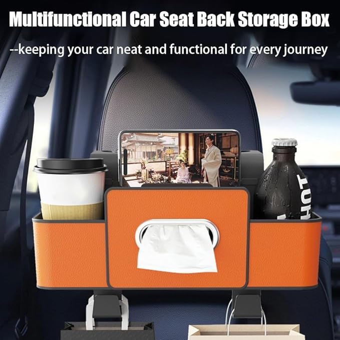 Car Organizers and Storage Box, Multifunctional Car Seat Back, Backseat Organizer, For Hold Phones, Snacks, Drinks, And Handbags (Beige)