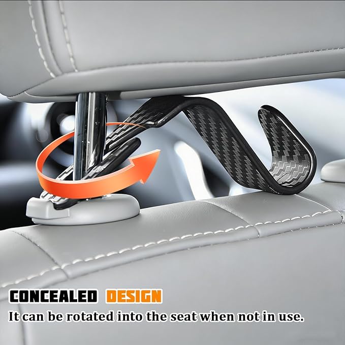 4PCS Car Seat Headrest Hook, Automotive Back Seat Storage Holder Hanger, Vehicle Interior Backseat Organizer Hanging Hook for Purse Handbag Grocery Bags, Universal Fit (Pink)