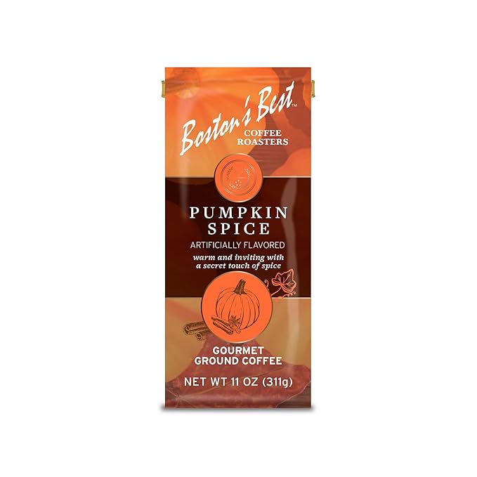 Boston’s Best Coffee - Fall-Inspired Pumpkin Spice Medium Roast Gourmet Delicious Flavored Coffee, Premium Ground - 11 oz. / 311 g Bag