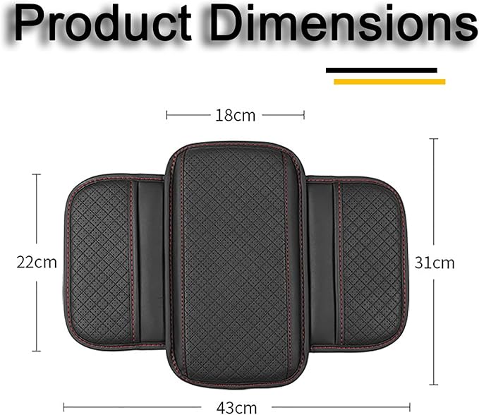 Car Armrest Cover for Mazda CX5 2012-2025, Center Console Cushion Leather Armrest Pad Protector with Storage Pockets Diamond Pattern,Red