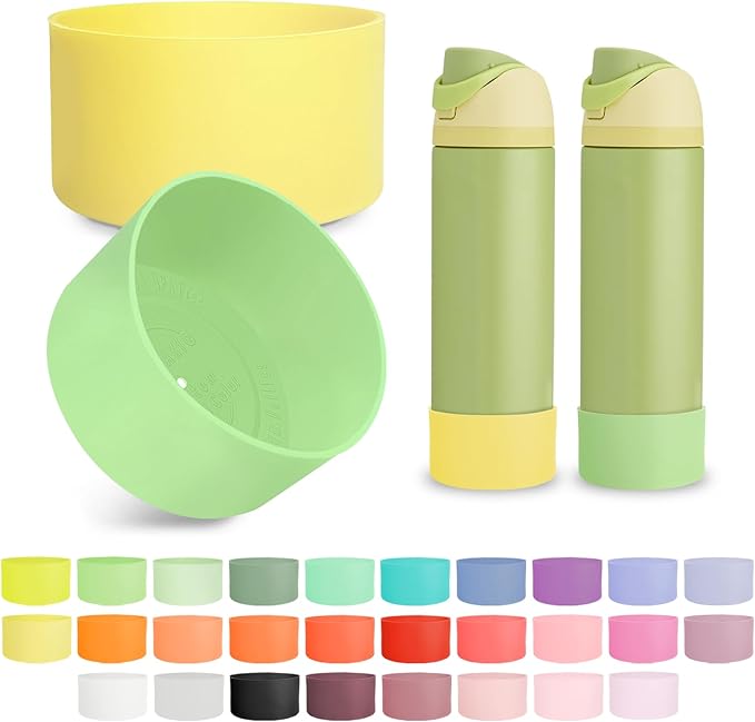 2PCS Silicone Boot for Owala 24oz FreeSip Water Bottle, Anti-Slip Scratch-Resistant Bottom Sleeve, Protective Sports Bottles Accessories, BPA-Free