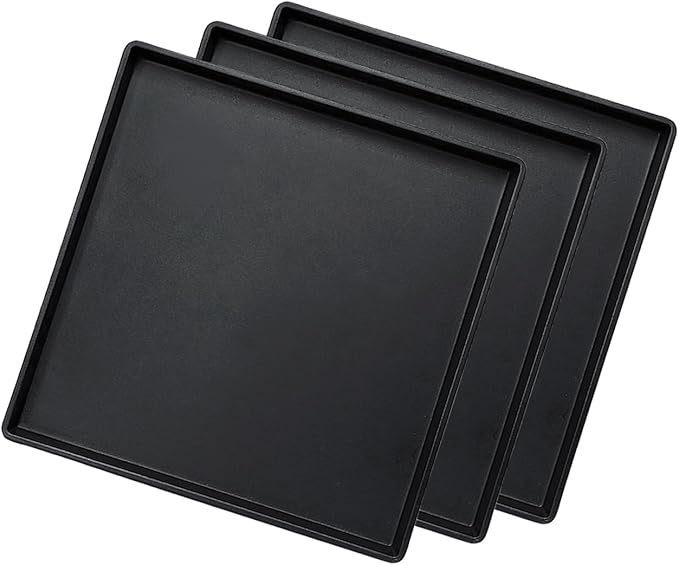 Small Square Tray (9 inch) 3 Pack, Durable Black Tray for Desserts & Organization, Lightweight for Coffee, Drinks, Party, Seasoning, Perfume and Display.