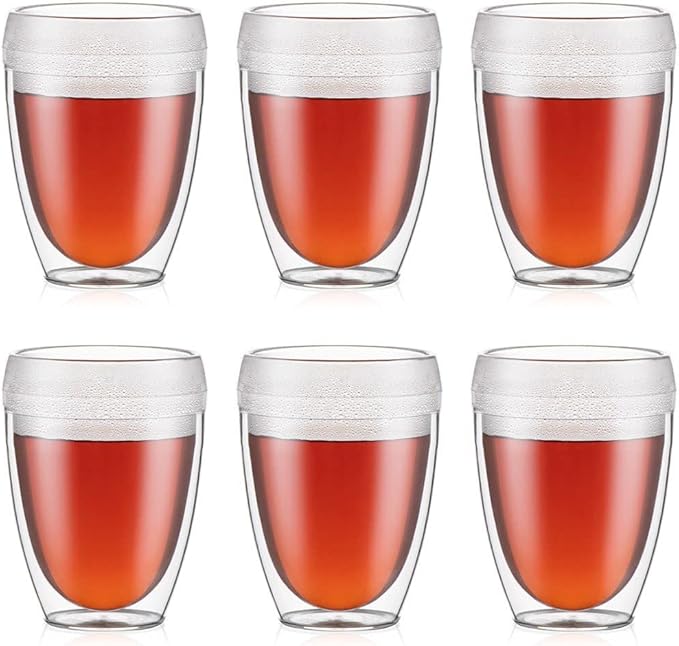Bodum 12oz Pavina Outdoor Double-Wall Plastic Tumbler, BPA-Free, Set of 6, Clear