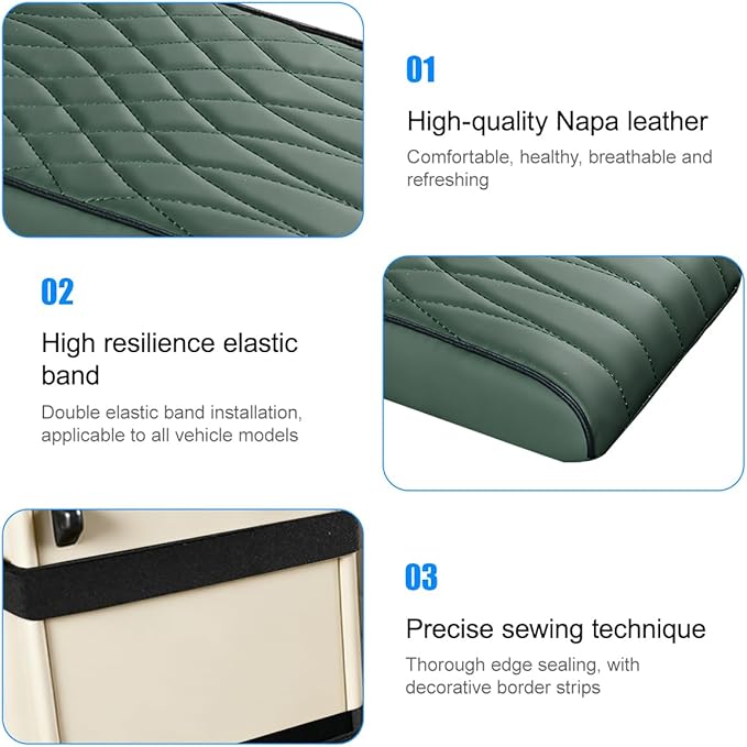BESULEN Car Center Console Cover, Memory Foam Scratch & Wear Resistant Vehicle Armrest Storage Box Cushion Pad, Auto Interior Middle Console Protector, Universal for Sedan RV Pickup (Green)