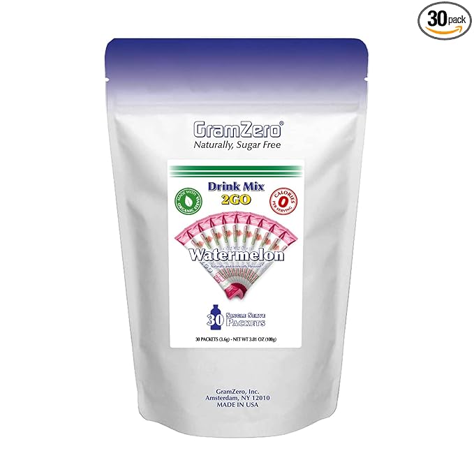 GramZero 2GO Sticks - Watermelon, Zero Calorie Sugar Free Drink Mix, Stevia Sweetened, Great For Nutrition Club Loaded Tea To Go Kits