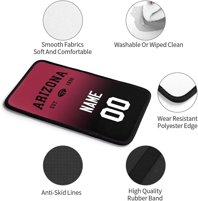 Custom Car Armrest Cover,Add Personalized Name and Number As Gifts for Loyal Football Fans,Auto Center Console Pad Car handrail Box Cushion,Fit for Most Car