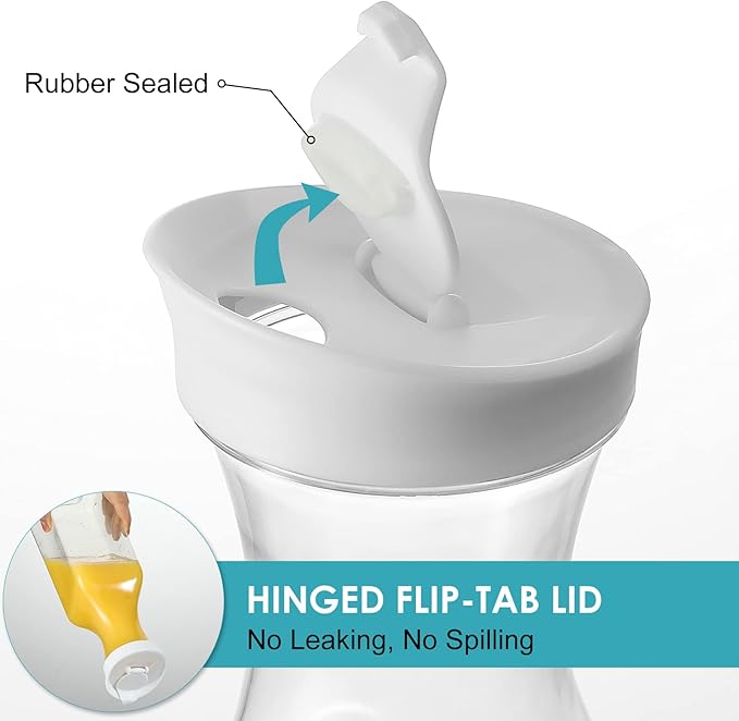 Plastic 50 Oz Water Carafe with Flip Top Lid, Set of 6 Square Base Clear Plastic Juice Container Pitcher - for Water, Iced Tea, Juice, Beverage, Lemonade, Milk and Mimosa Bar - HAND WASH ONLY