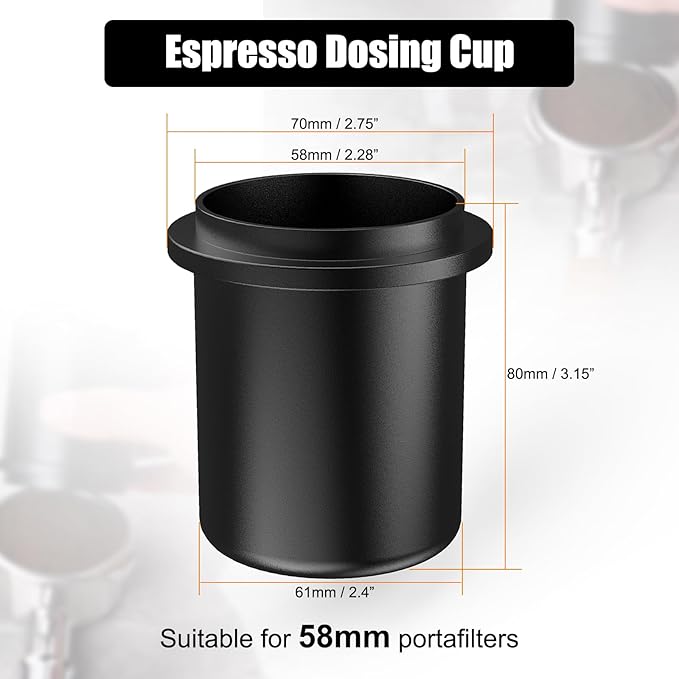 IKAPE 58MM Espresso Dosing Cup, Compatible with All the 58MM Portafilters, Espresso Coffee Accessory, Made of Aluminum (Black)