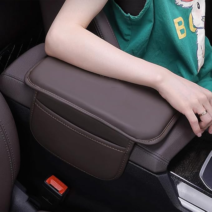 Car Armrest Box Pad for Infiniti QX60/Q50L/QX50/QX55/Q60 Leather Car Armrest Box Cushion Waterproof Center Console Mat Armrest Mat Armrest Cover Accessories,Red-with Storage Bag