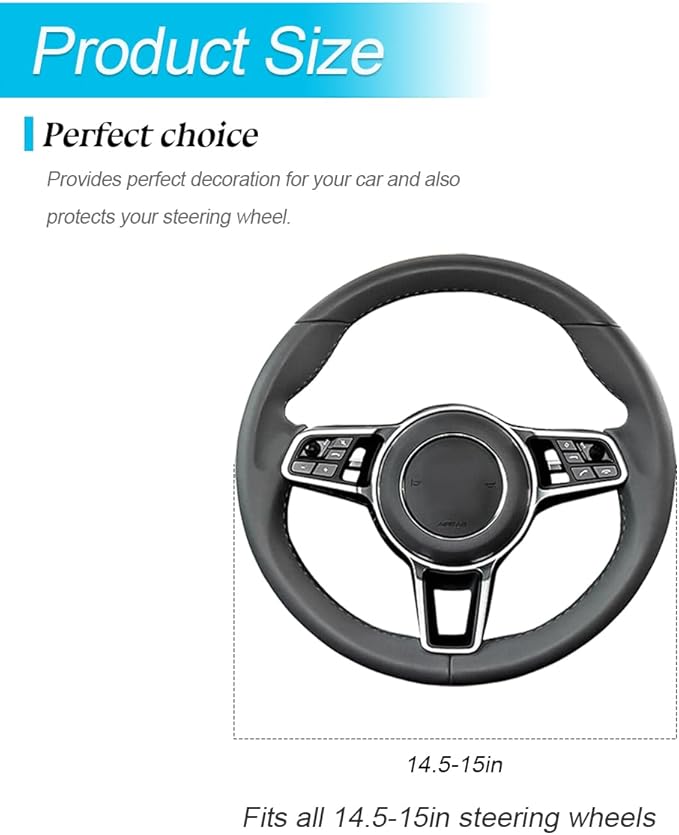 Bling Car Steering Wheel Cover, 15 Inch Crystal Rhinestones Elastic Stretch Breathable Vehicle Steering Wheel Protector for Women Girls, Universal Auto Interior Accessories (Black)