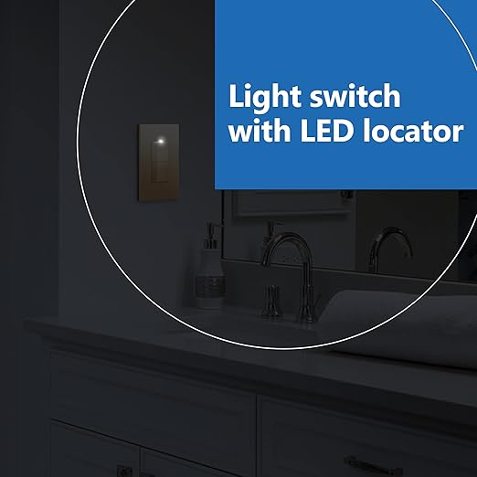 LIDER Minimalist Design Matte Finish Lighted Double Switch, Combination Frameless Decorator Switch with Locator Light, Ground Terminal, Single Pole, 15A 120V, UL Listed, LCS2-1P-GD10P, Gold, 10 Pack