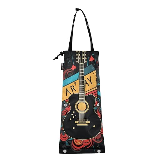 ALAZA Hanging Car Trash Bags Garbage Bag Trash Can for Back Seat Small Guitar 1 Washable Storage Bag Retractable 2 Pack