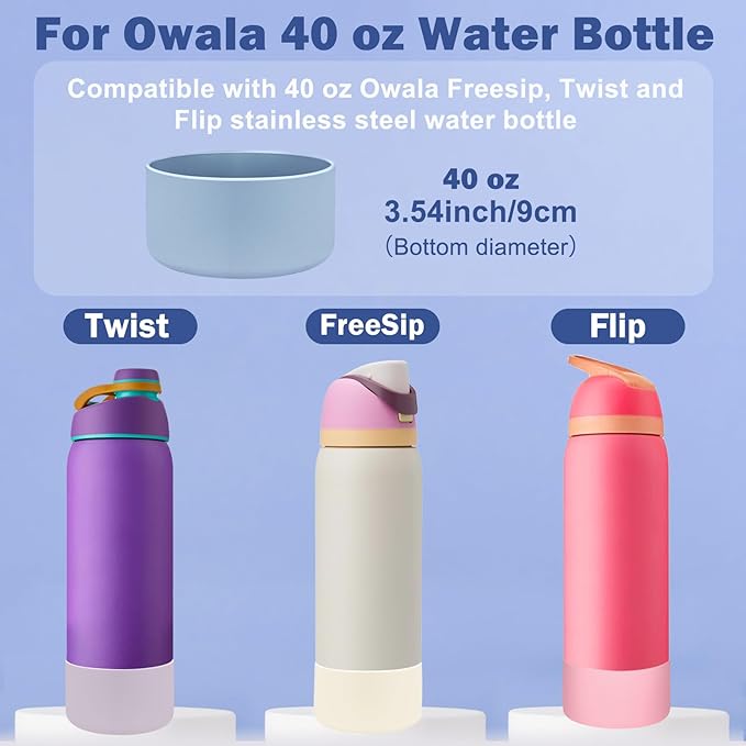 HEYSKAY 2PCS Silicone Boot for Owala Flask Water Bottle Anti-Slip Protective Sleeve for Owala Twist,FreeSip and Flip Stainless Steel Water Bottle BPA-Free Boot Bottom Base