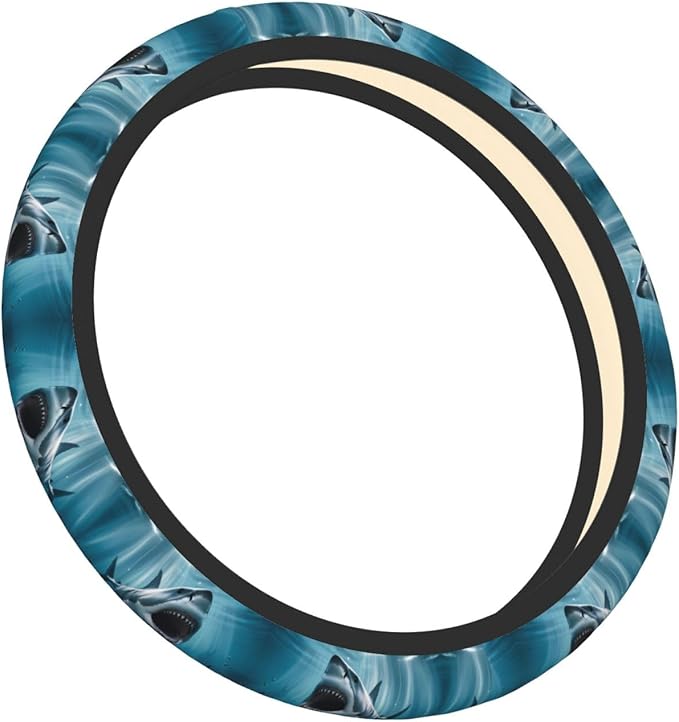 Shark Bites The Ocean Universal Fit Steering Wheel Cover for Car, Truck, and SUV, Durable Steering Wheel Protection