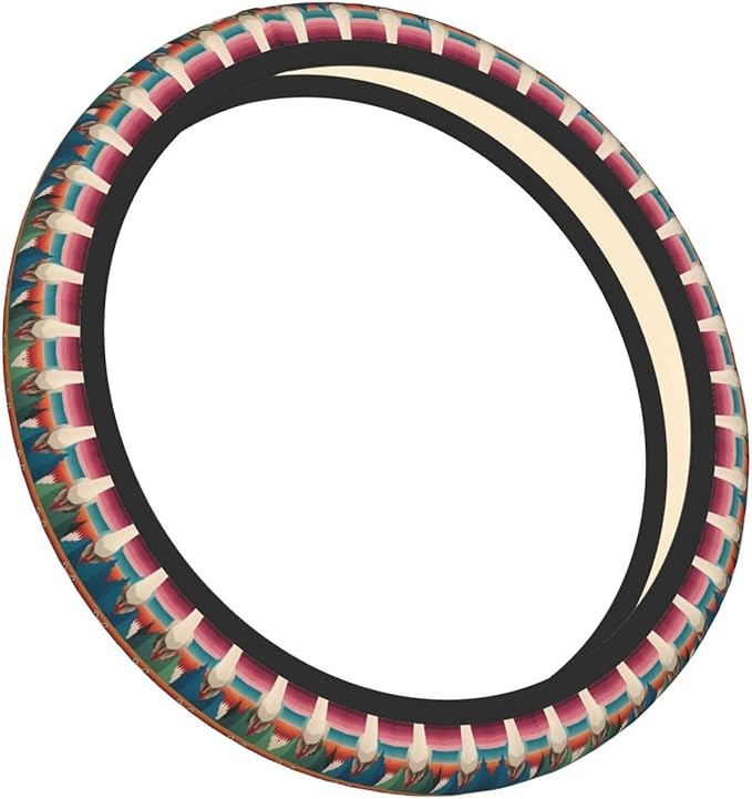 Llamas-Pattern Neoprene Steering Wheel Covers Women Men Car Accessories, Universal 15 Inch Fit Auto, Suvs, Truck