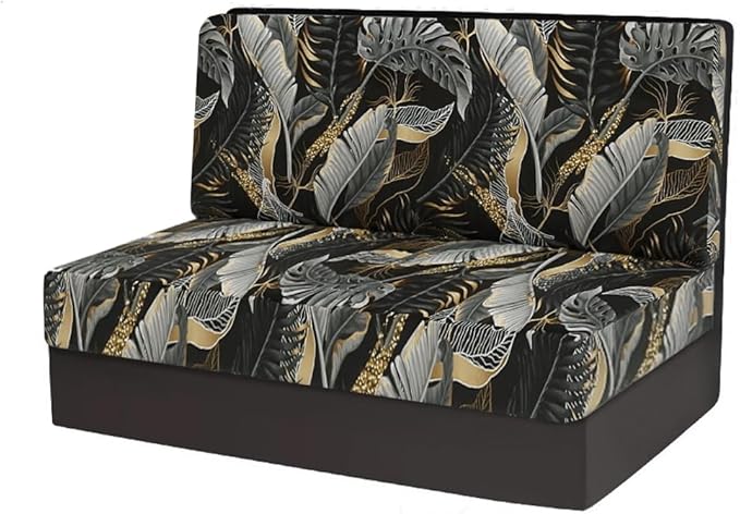 RV Dinette Cushion Covers, Stretch Table Seat Slipcovers, Replacement Washable Camper Couch Cushion Slipcovers for Bench Seats, RV Camper Car 1 Backrest Cover & 1 Bench Cover,Plant 4