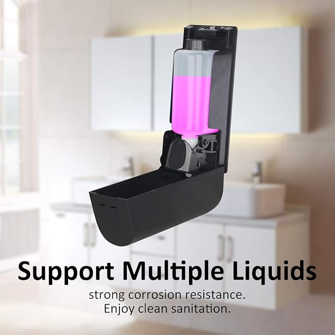 Shampoo and Conditioner Dispenser, No Drill Wall Mounted Shower Dispenser, Black, Single Chamber, 350ml