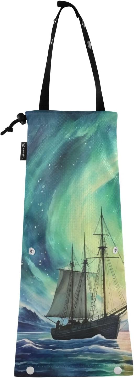 Hanging Car Trash Bags Garbage Bag Trash Can for Back Seat Small Aurora Sailing Washable Storage Bag Retractable 2 Pack