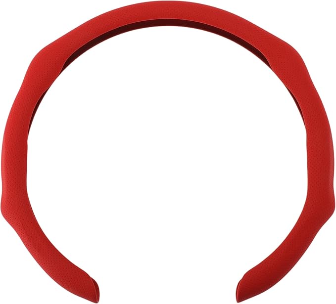 PU Artificial Leather Steering Wheel Cover ABS Car Steering Wheel Protector 14.96" Red