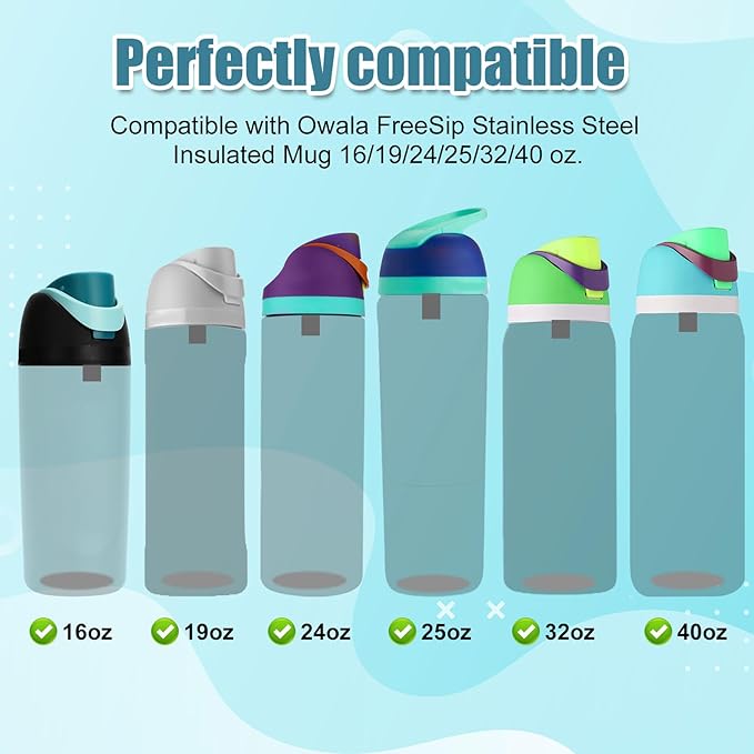 BOXOB 8pcs Silicone Bottle Stopper for Owala FreeSip 24oz 32oz, Water Bottle Plug Mouth Lid Cap Top Seal Replacement Parts Accessories Compatible with Owala 16/19/24/32/40oz (8 Colors)