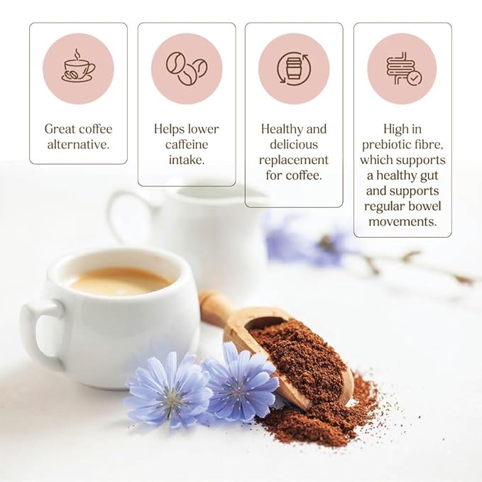 nuKAF By Gourmanity Instant Chicory Coffee Alternative with Cocoa, Brews Like Regular Coffee, Chicory Root Powder Great for Your Daily Drink, Rich in Prebiotics, Kosher, 3.5oz jar (Pack of 2)