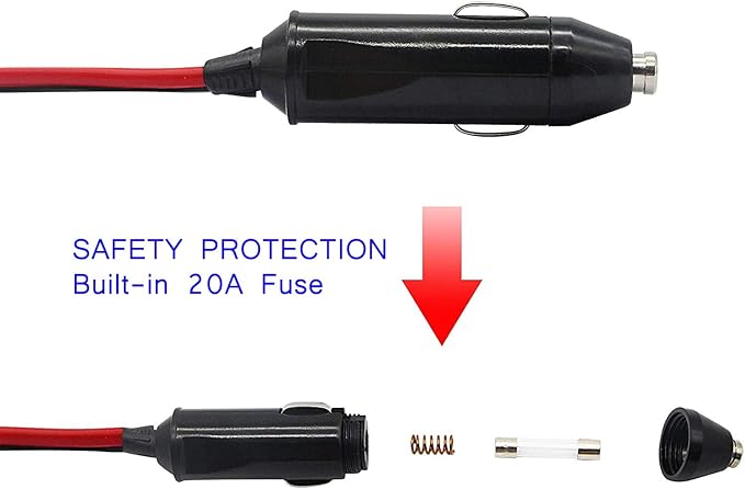 CERRXIAN 1 to 3 Car Cigarette Lighter 12v 24v Power Charger Adapter 3 Way Socket Splitter Female Socket Plug Extension Cord Cable