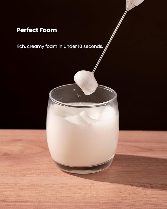 Gerbera Rechargeable Milk Frother Handheld,3 Speed Adjustable Electric Whisk Foam Maker, Handheld Drink Mixer, Frother Wand,Milk Foamer for Protein Powder, Drinks (White)