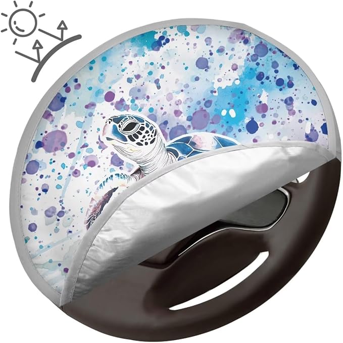 Blue Turtle Reflective Steering Wheel Shield Fashion Car Rudder Shade Cover for SUV Vehicle Sedan Truck Car Accessories Gift for Friends