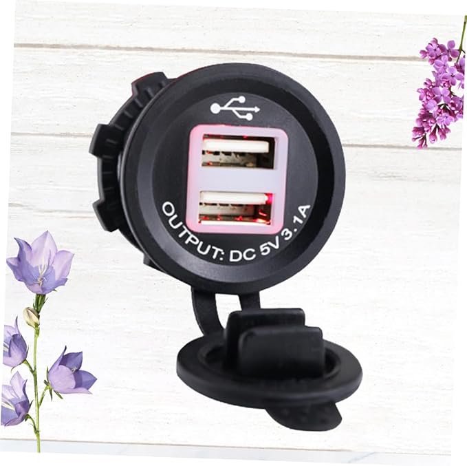 5v Dual USB Car and Motorcycle Charger Socket for Mobile Devices Suitable for Vehicles Powers Two Devices Simultaneously Indicator