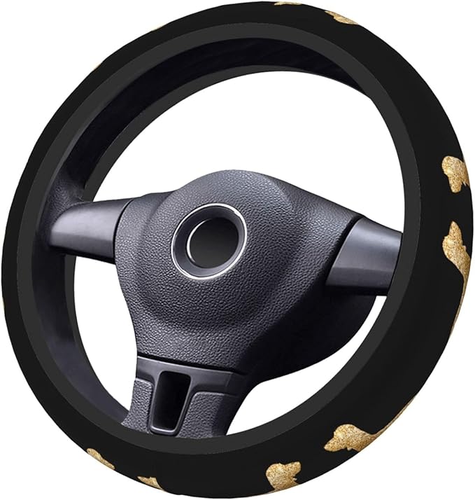 Gold Daschund Dog Neoprene Steering Wheel Covers Women Men Car Accessories, Universal 15 Inch Fit Auto, Suvs, Truck