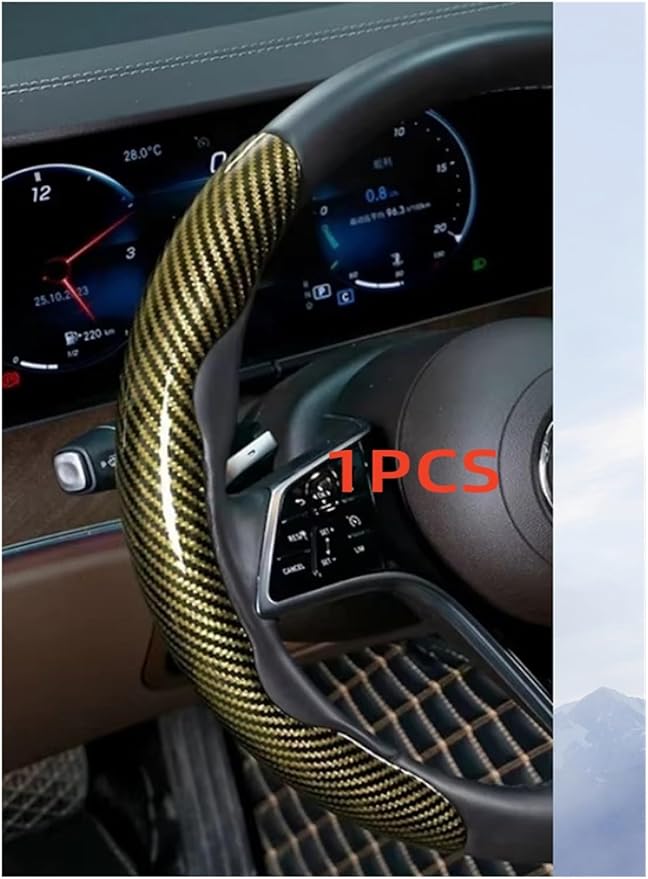 1/2PCS Laser Perforated Steering Wheel Cover, Microfiber Leather and Silicone Non-Slip Grip(1pcs Yellow)