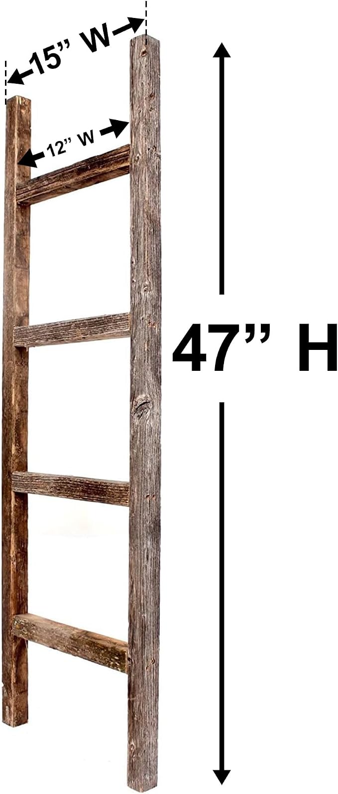 BARNWOODUSA Rustic Farmhouse Decorative Ladder - Our 47 inch Ladder can be Mounted Horizontally or Vertically and is Crafted from Refurbished Wood No Assembly Required White