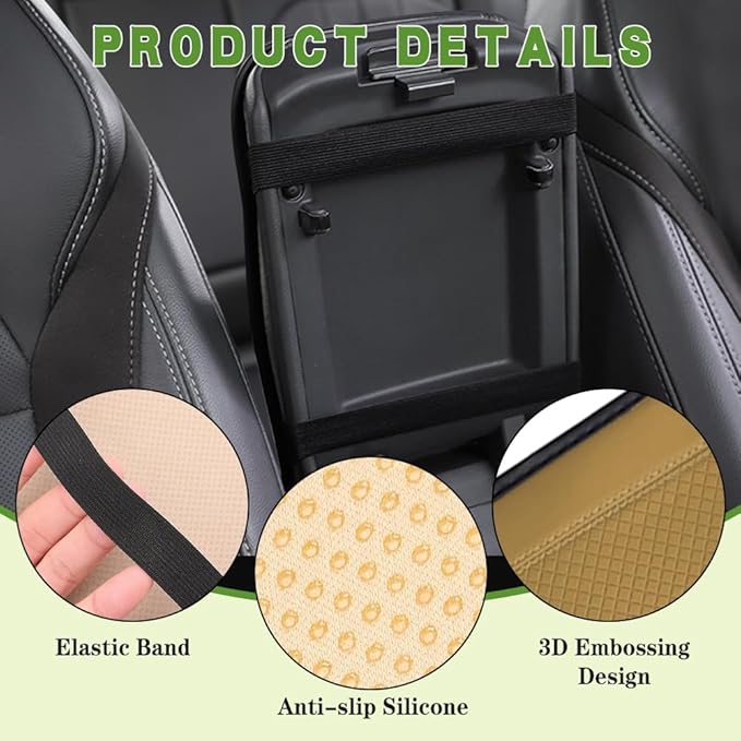 Car Center Console Armrest Pad, 12.6X 7.2 Inch PU Leather Waterproof Auto Armrest Seat Box Cover Protector, Car Center Console Cover, Universal Car Interior Accessories for Cars, Trucks, SUVs