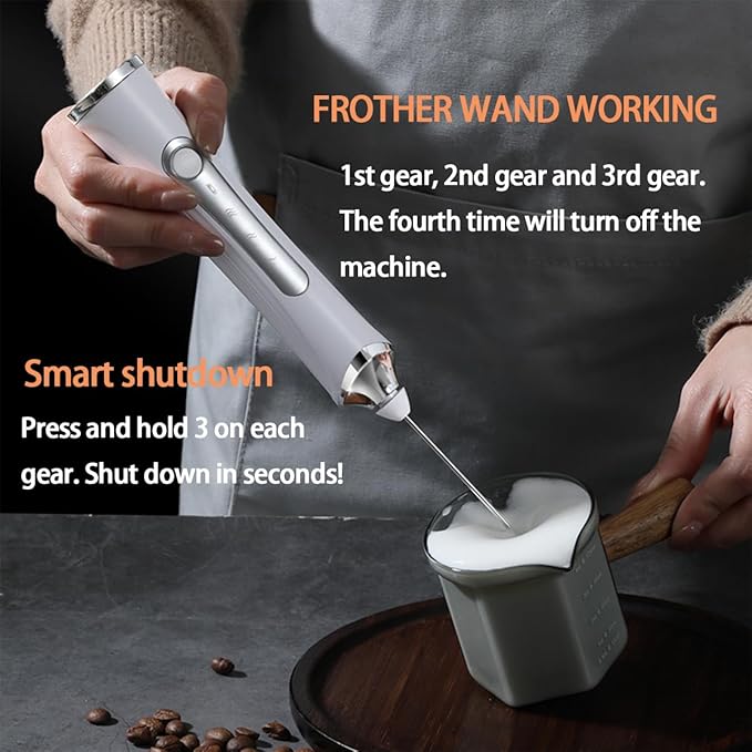 Rechargeable Milk Frother Handheld For Coffee,3 Speeds Frother Wand With Stand, Batidora De Mano Electrica,Coffee Frother With 2 Heads,Drink Mixer Electric Handheld,Kitchen Essentials (Colorful 3)