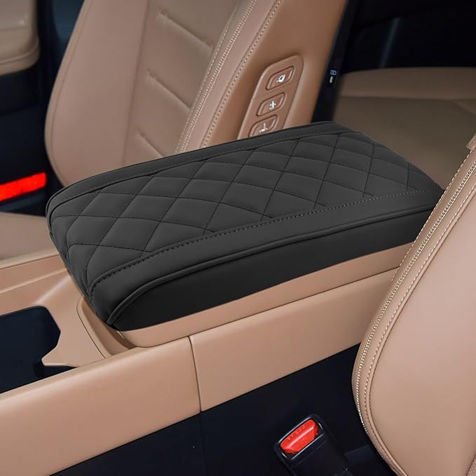 SHAOHAO for 2025 2026 Hyundai Santa Fe Center Console Cover for 2024 2025 2026 Hyundai Santa Fe Accessories (SE/SEL/XRT/Limited/Calligraphy) Armrest Cover Soft Pad Middle Console Lid Protector Black