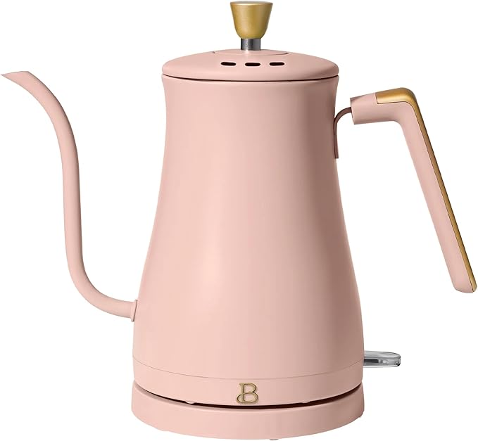 1-Liter Electric Gooseneck Kettle, 1200W Fast Heating Pour Over Coffee and Tea Kettle with Precise Spout (Rose)