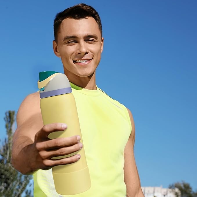 2PCS Silicone Water Bottle Boot, Compatible with Owala 24oz 32oz 40oz, Protective Anti-Scratch & Anti-Dent No Noise Sleeve Cover for FreeSip/Twist/Flip Water Bottles (Sunny Daze, 24oz)