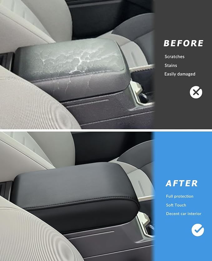 INTGET Center Console Cover for 2026 Toyota Tacoma Accessories 2024 2025 & 2025 2026 4Runner Accessories Leather Car Middle Armrest Arm Rest Box Lid Seat Protector Cushion(Black Stitches, 2024+)