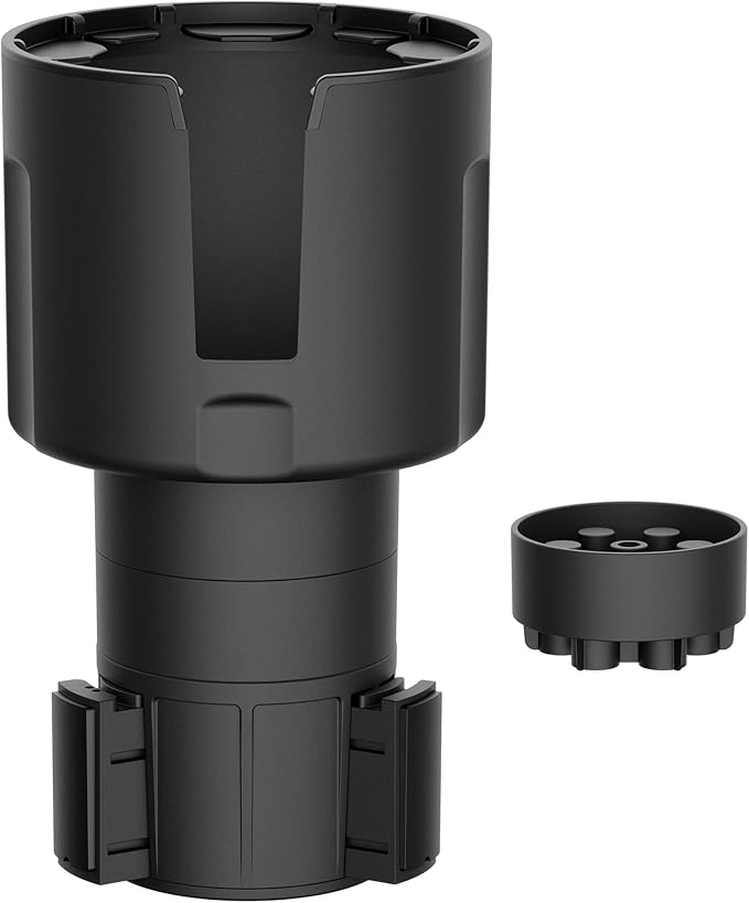 Car Cup Holder Expander (Long Base) - Adjustable Expandable Insert Extender, Automotive Adapter Holds Hydro-Flask, Yeti, Nalgene, Large (32 40 oz) Water Bottles, Big Drinks - Universal