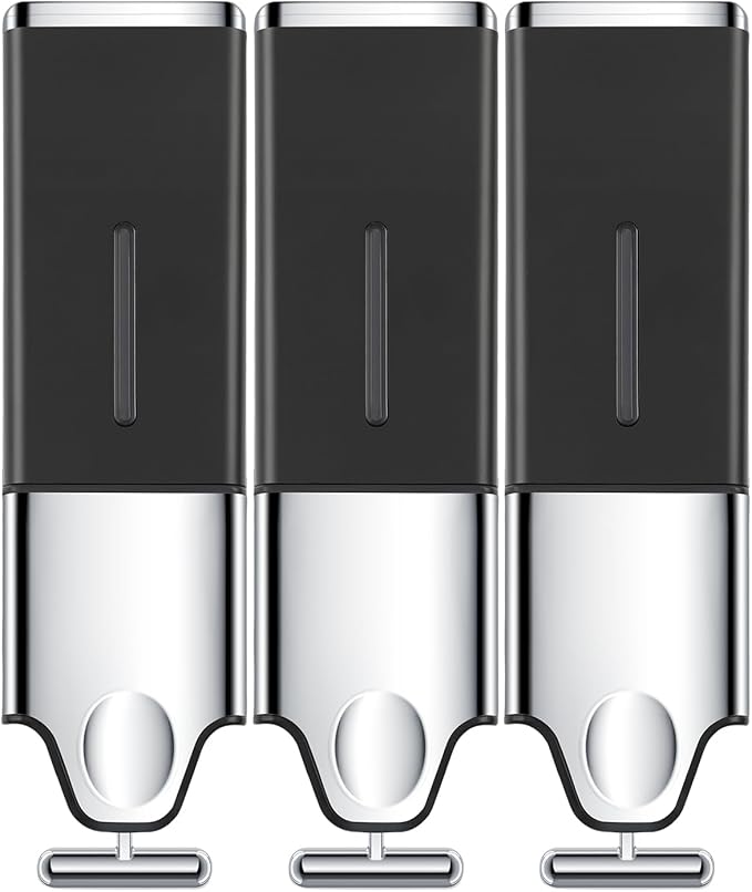 3-in-1 Quadrate Dispensers for The Shower,Shower soap Dispenser,Conditioner Dispenser, Shampoo Dispenser,No Drilled Wall Mounted Distributor,Hotel,Bathroom,Home