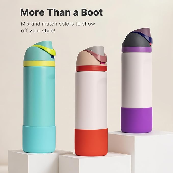 Silicone Boot for Owala 24 oz Water Bottle, Anti-Slip Protective Sleeve Bottom Cover for Owala Twist/FreeSip/Flip Stainless Steel Water Bottle (Violet)